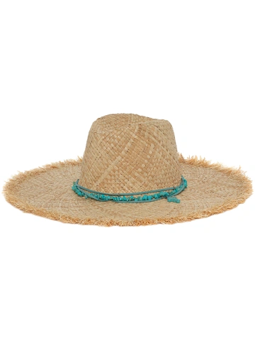 Соломенная шляпа с замшевым шнурком и отделкой из бирюзы, 1