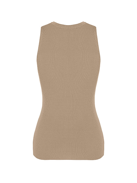 Бежевый топ-лапша с круглым вырезом из трикотажа, 2 Бежевый топ-лапша с круглым вырезом из трикотажа, 2