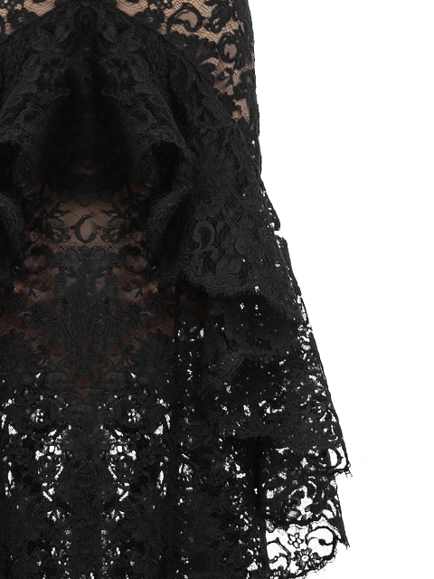 Черное платье-макси из кожи и кружева, 4 Черное платье-макси из кожи и кружева, 4