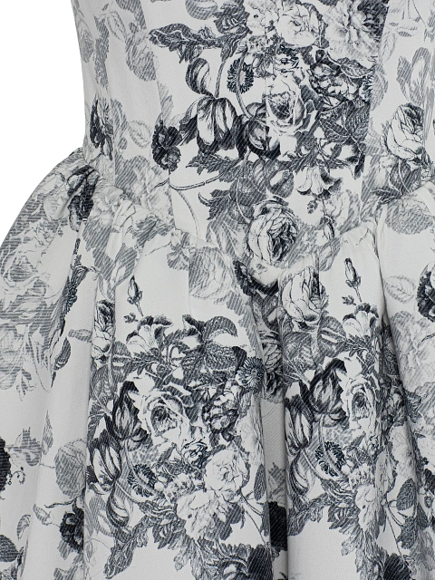 Белое платье-миди из хлопка с черным цветочным принтом, 3