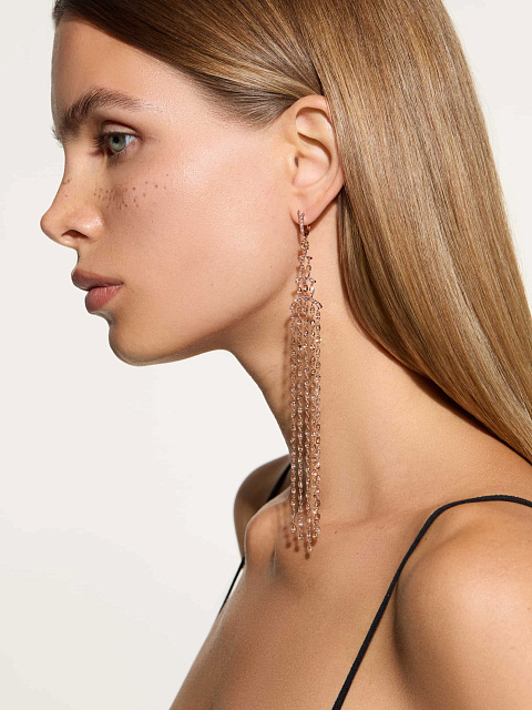 Длинные серьги из розового золота с коричневыми бриллиантами, 3