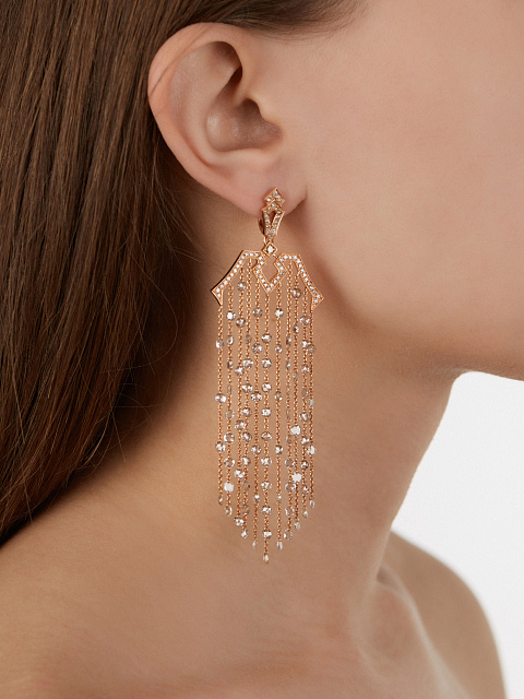 Серьги из розового золота с коричневыми бриллиантами огранки «роза», 2