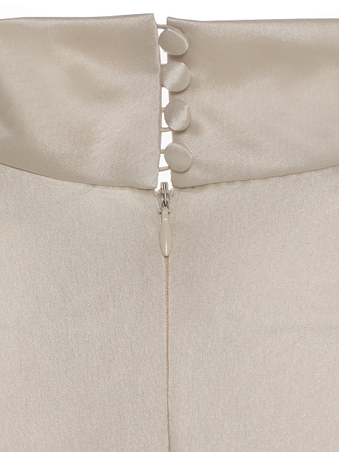 Молочное платье из шелка с манжетами из меха норки, 5