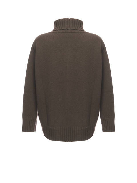 Коричневый кашемировый свитер с высоким горлом, 2