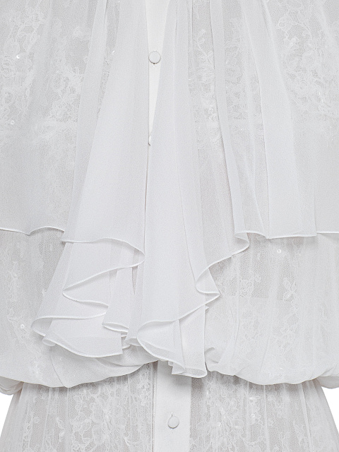 Белое платье-макси из шифона с кружевом, 6