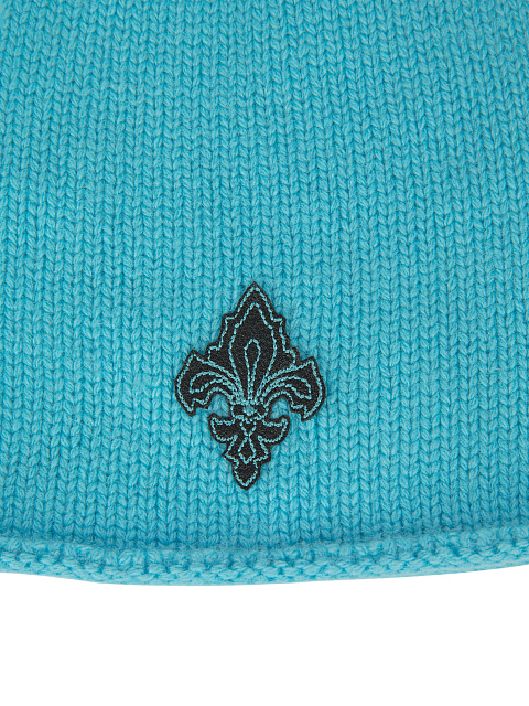 Голубая кашемировая шапка с нашивкой, 2 Голубая кашемировая шапка с нашивкой, 2