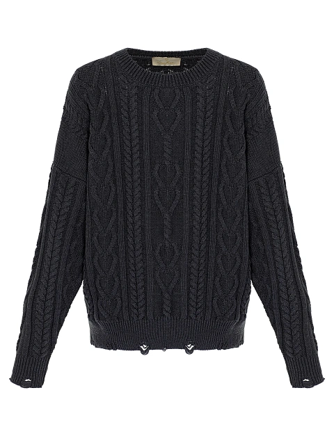 Темно-серый хлопковый свитер с косами, 1