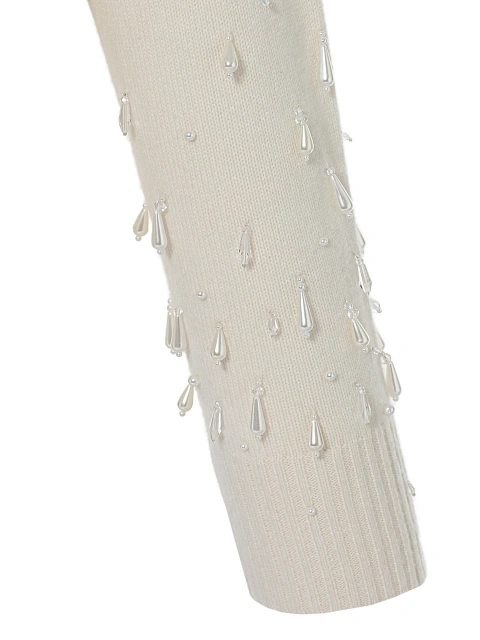 Белый кашемировый свитер с жемчугом и кристаллами, 4 Белый кашемировый свитер с жемчугом и кристаллами, 4