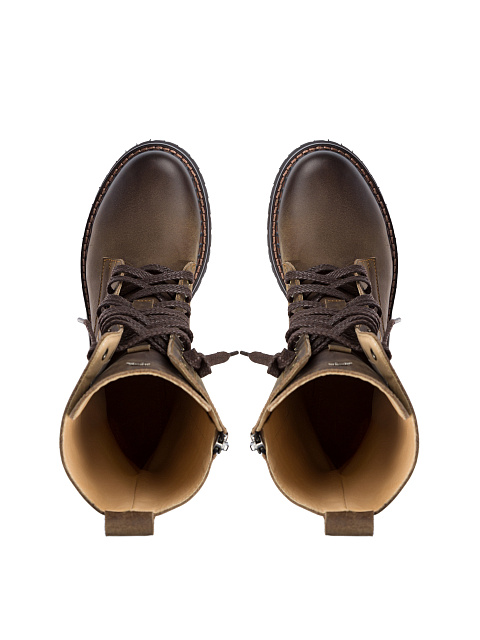 Темно-коричневые высокие кожаные ботинки, 4