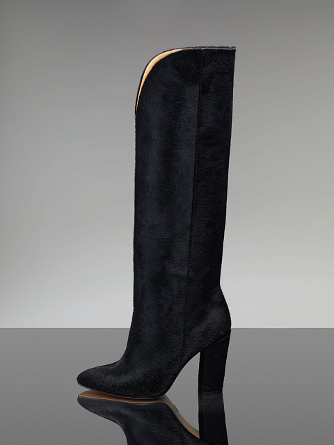 Черные высокие сапоги из меха пони, 5