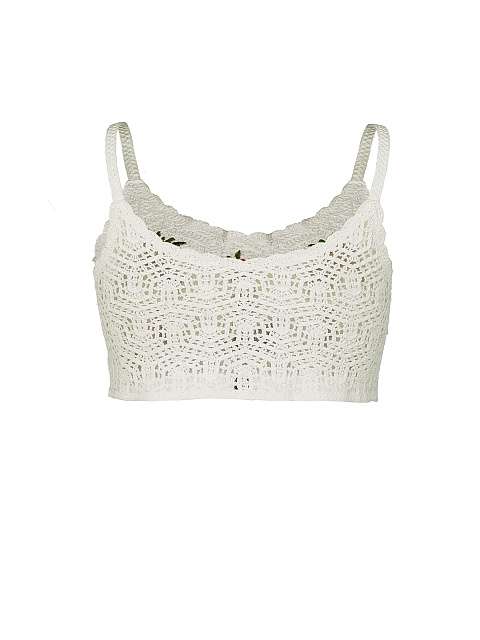 Белый вязаный топ с цветочной вышивкой, 3