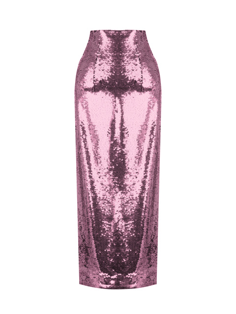 Розовая юбка-карандаш в пайетках, 1