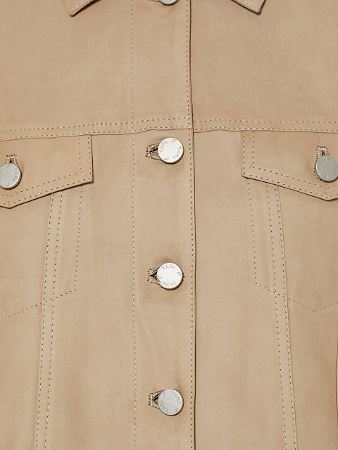 Бежевая куртка из кожи, 3