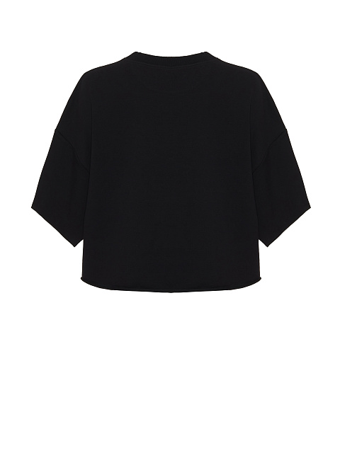 Черная укороченная футболка с вышивкой, 2