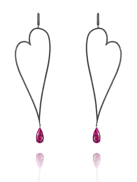 Серьги из черненого золота с бриллиантами и турмалинами, 1