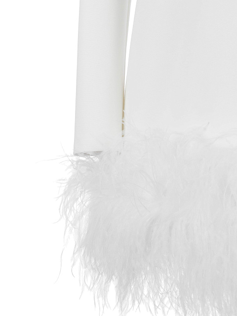 Белое платье-мини с боа, 3