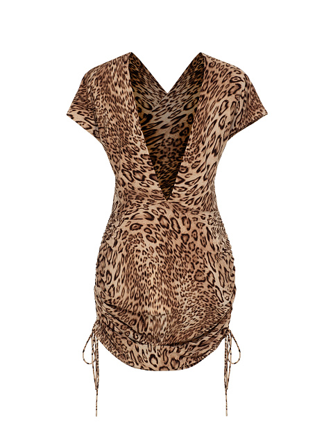 Леопардовое платье-мини из трикотажа, 2