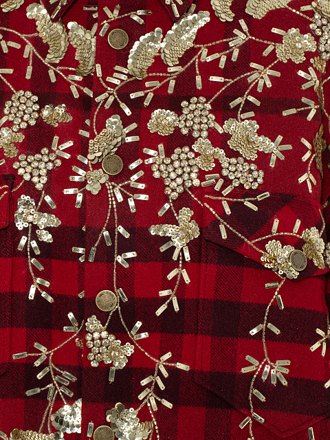 Красная рубашка из шерсти в клетку с вышивкой, 3