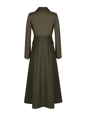 Двубортное кожаное пальто цвета хаки, 2