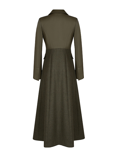 Двубортное кожаное пальто цвета хаки, 2