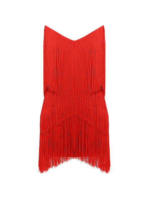 Красное платье-мини с бахромой, 1