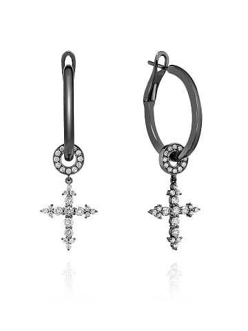 Хупсы из черненого золота и бриллиантов, 1 Хупсы из черненого золота и бриллиантов, 1