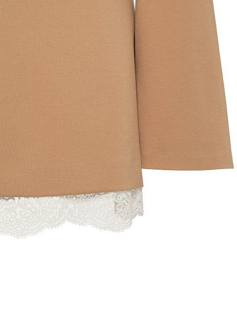 Бежевое платье-мини с вырезом-каре, 3