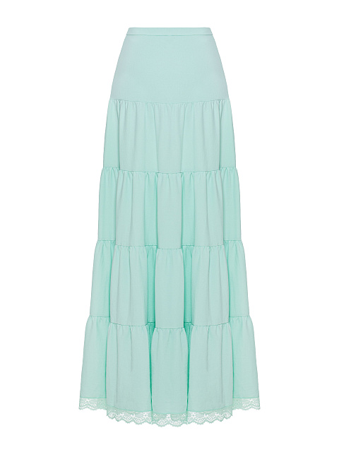 Мятная юбка-макси из хлопка с кружевом, 2 Мятная юбка-макси из хлопка с кружевом, 2