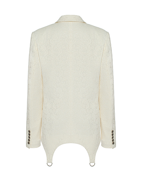 Белый жакет из жаккарда с фигурным низом, 2 Белый жакет из жаккарда с фигурным низом, 2