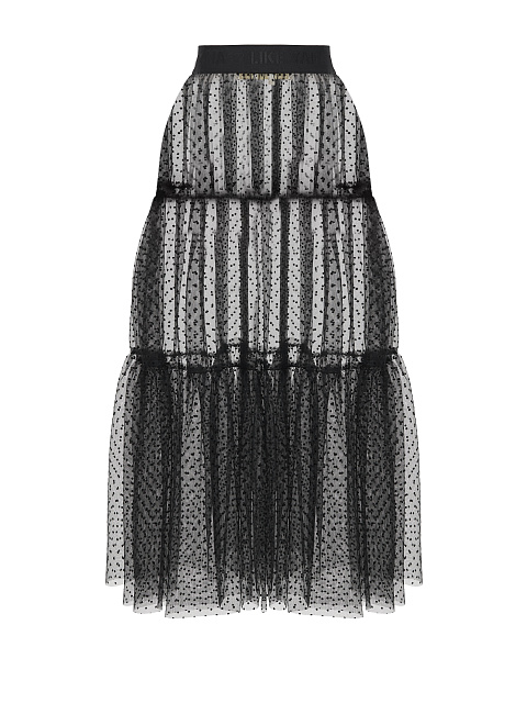 Черная юбка-миди из прозрачного фатина в горошек, 2 Черная юбка-миди из прозрачного фатина в горошек, 2