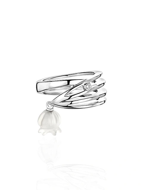 Кольцо с подвеской из белого золота с кварцем и бриллиантами, 2