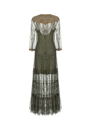 Зеленое платье-миди из кружева, 2