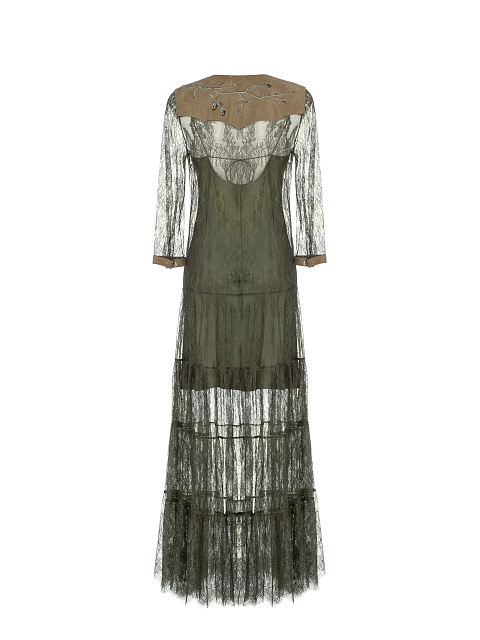Зеленое платье-миди из кружева, 2