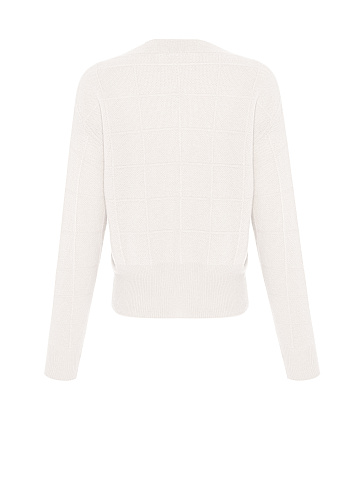 Белый пуловер из кашемира с V-вырезом, 2