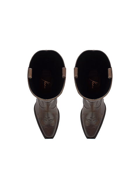 Коричневые кожаные казаки с цепочкой, 4