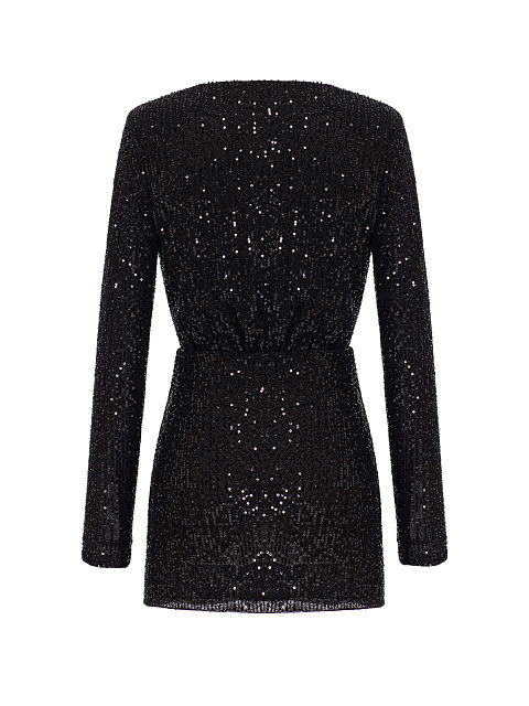 Черное платье-мини с пайетками и драпировкой, 2 Черное платье-мини с пайетками и драпировкой, 2