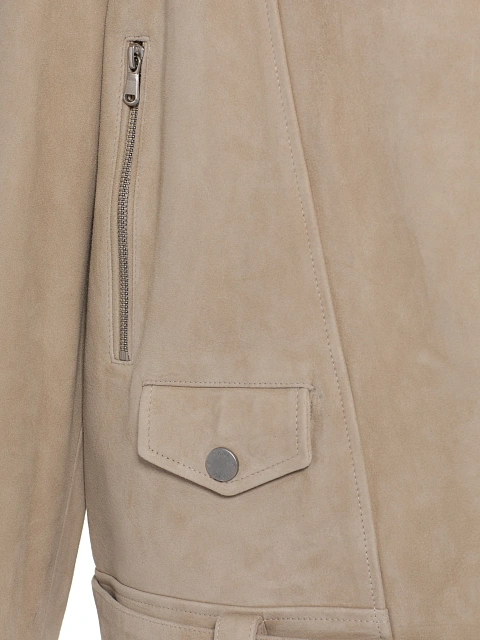 Объемная бежевая косуха из замши, 4