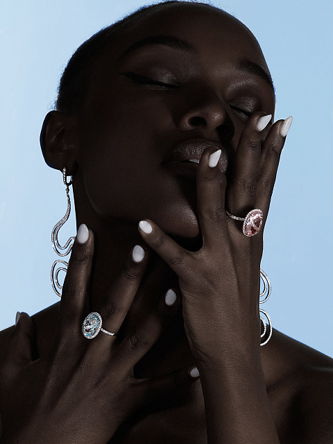 Кольцо из белого золота с морганитом и бриллиантами, 3