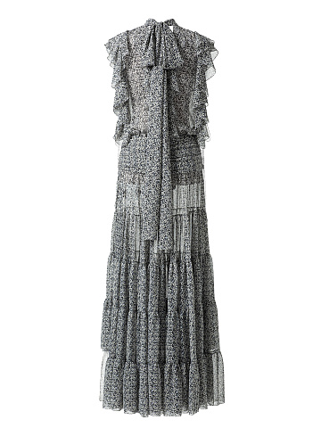 Платье-макси из шифона с принтом, 2