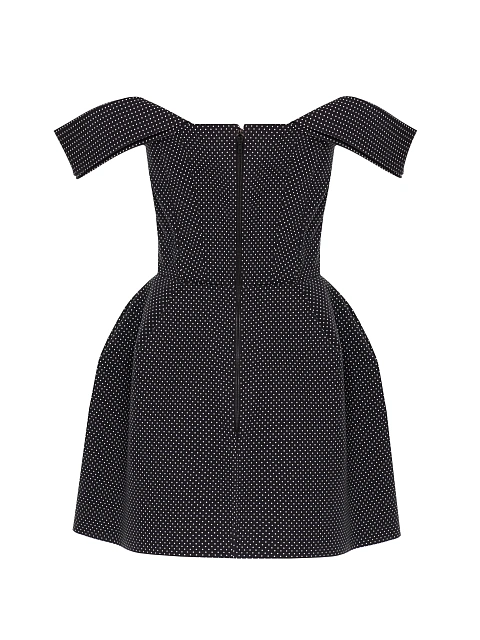 Черное платье-мини из хлопка в горошек с кружевом, 3 Черное платье-мини из хлопка в горошек с кружевом, 3
