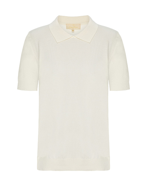 Белый джемпер с короткими рукавами и воротником, 1