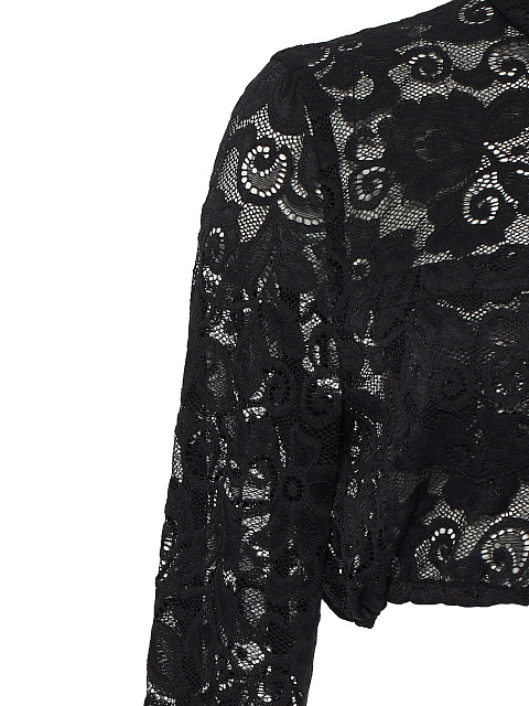 Черная укороченная блузка из кружева, 3