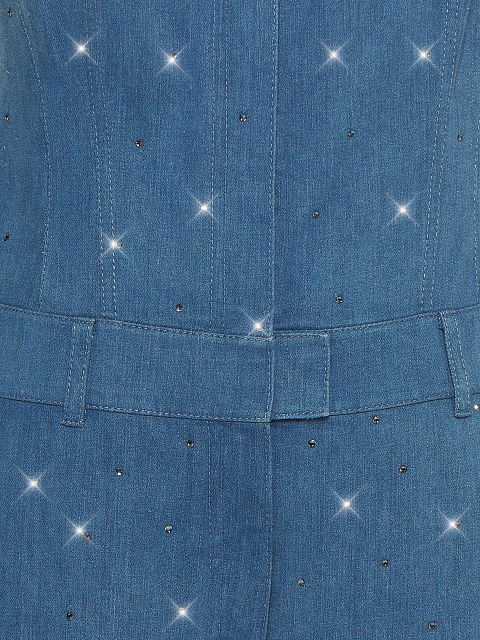 Синий комбинезон из денима со стразами, 3