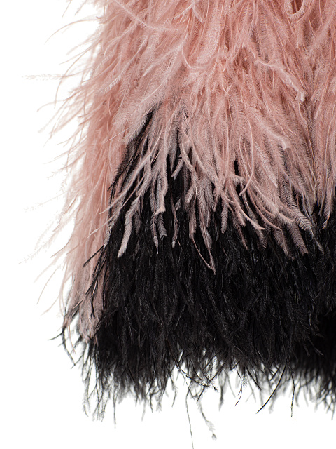 Розовое платье-мини из шелка с перьями, 5