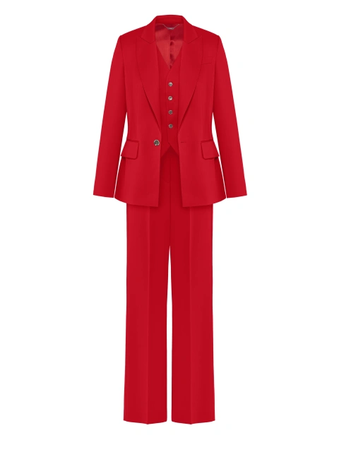 Красный костюм-тройка из шерсти, 1
