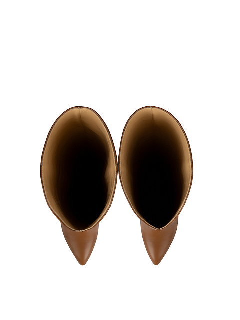 Коричневые кожаные сапоги на высоком каблуке, 4