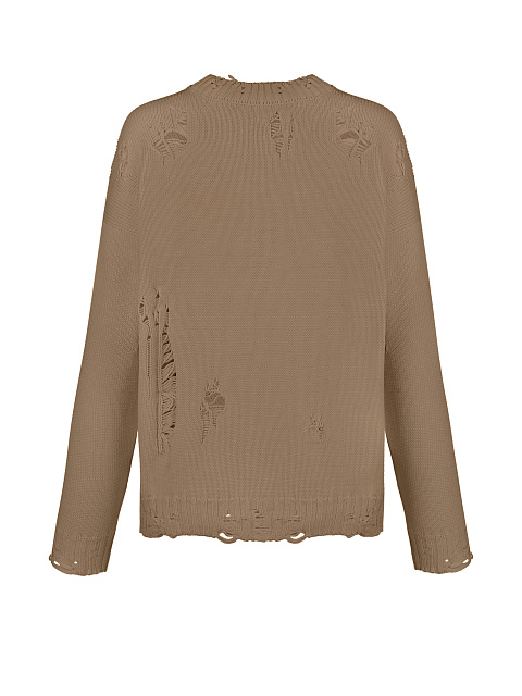 Коричневый хлопковый свитер с дырками, 2