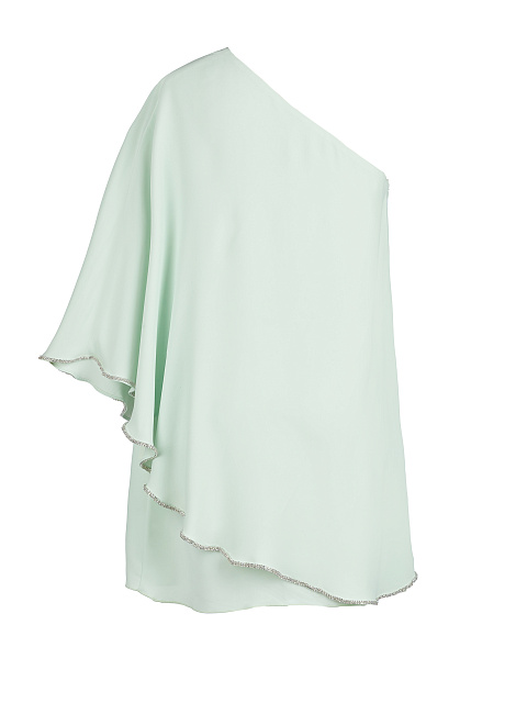 Зеленое асимметричное платье-мини со стразами, 2