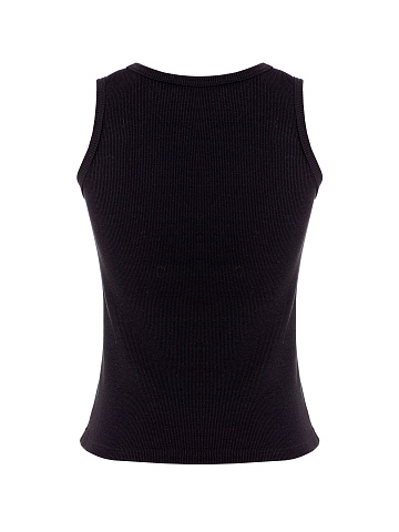 Черный топ из трикотажа в рубчик, 2