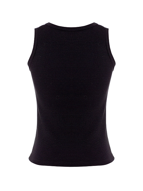 Черный топ из трикотажа в рубчик, 2